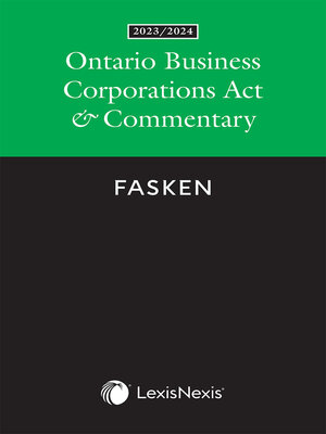 cover image of Ontario Business Corporations Act & Commentary